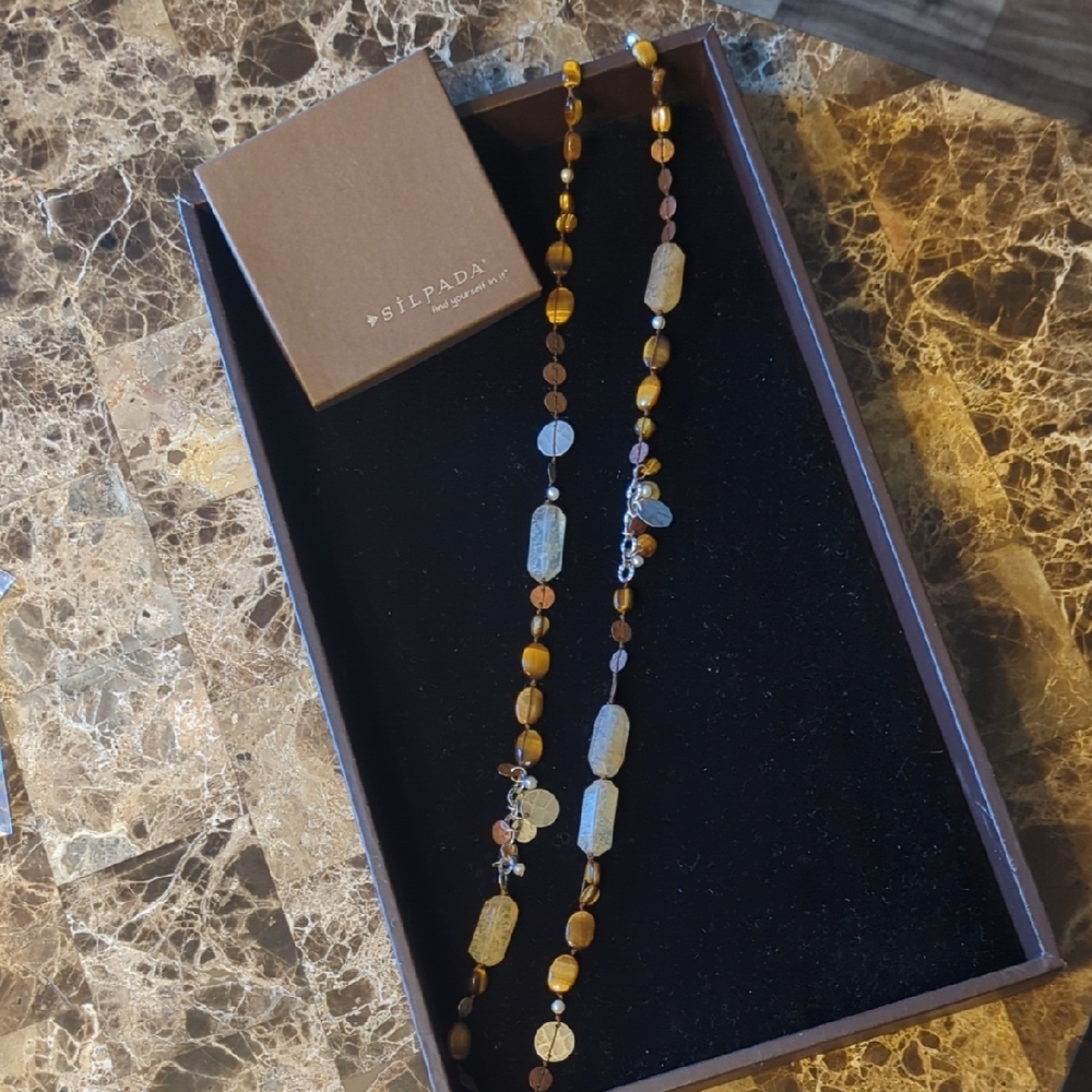 Silpada Silver and Brown Necklace with Elegant Beads